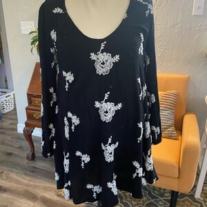 Free People Elegant Black and White Floral Dress